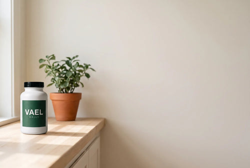 Vael Daily bottle on a kitchen counter in morning light